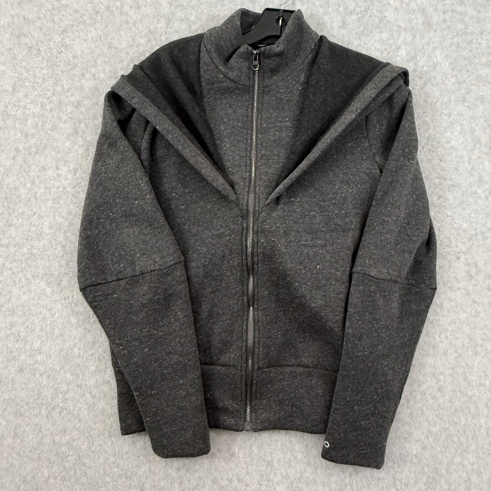 Alo Yoga Chill Jacket Women Medium Gray Full Zip Northwestern Fleece Hooded